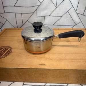 Revere Ware Saucepan 1 Qt Silver Copper Bottom Vintage 1801 Pot with Lid USA